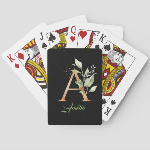 Jeu De Cartes Rustique monogramme feuillage verdure eucalyptus o