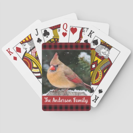 Jeu De Cartes Rustique Noël Plaid Nom de famille Cardinal (dos)