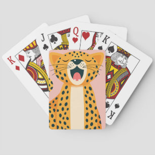Jeu De Cartes Safari Animal Fantaisiste Guépard Cartoon qui Bâil