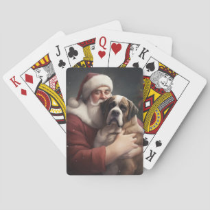 Jeu De Cartes Saint Bernard avec le Père Noël Festif Noël