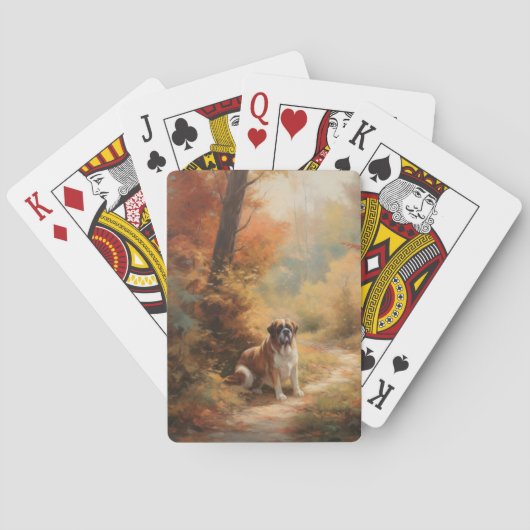 Jeu De Cartes Saint Bernard en automne Feuilles Automne automne  (dos)