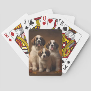 Jeu De Cartes Saint Bernard Puppy Automne Citrouille