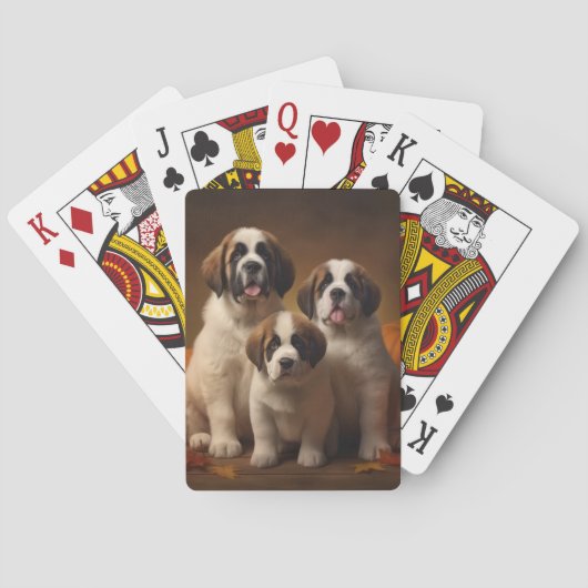 Jeu De Cartes Saint Bernard Puppy Automne Citrouille (dos)