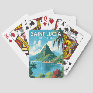 Jeu De Cartes Sainte-Lucie Les Pitons Travel Art Vintage