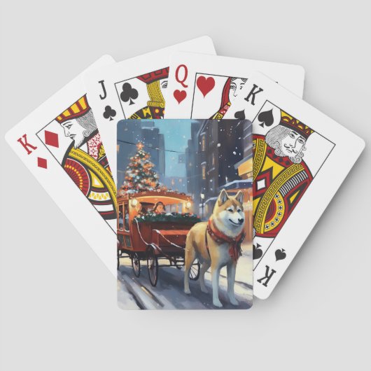 Jeu De Cartes Saison de Noël Akita (dos)
