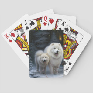 Jeu De Cartes Samoyed Neige Chariot Noël Décoration