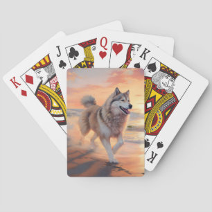 Jeu De Cartes Sandy Paws Malamute Alaskan Chien sur la Plage au 