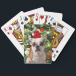 Jeu De Cartes Santa Hat Bulldog Christmas Tree Snowman boîte cad<br><div class="desc">Mignonne photo Bulldog avec boîte cadeau de Noël Tree Snowman en arrière - plan. Un cadeau parfait pour Noël !</div>