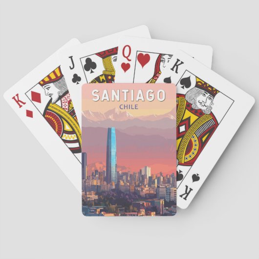 Jeu De Cartes Santiago Chili Illustration Voyage Art Vintage (dos)