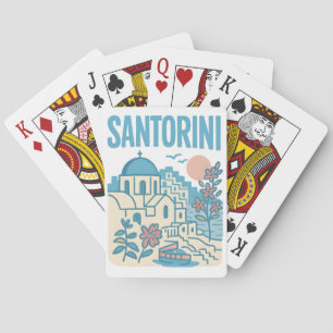 Jeu De Cartes Santorin Grèce Illustration de Voyage Minimaliste