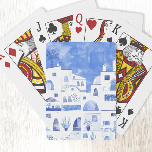 Jeu De Cartes Santorin Oia Ile grecque Aquarelle Townscape
