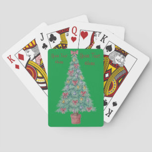Jeu De Cartes Sapin de Noël avec décorations nœuds rouges cloche