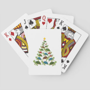 Jeu De Cartes Sapin de Noël Tortue Marine Chapeau de Père Noël N