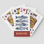 Jeu De Cartes Sardines Citrons Patchwork Plaid Monogramme Côtier (dos)