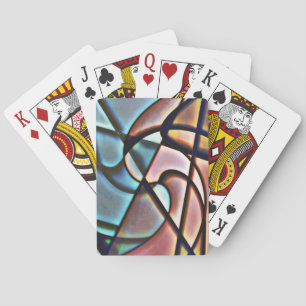 Jeu De Cartes Saumon et bleu spirale lisse texture mosaïque