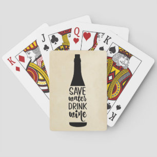 Jeu De Cartes Sauvez de l'eau Boire du vin Noir Bouteille Silhou