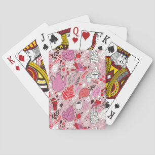 Jeu De Cartes Savoureux motif avec oiseaux et fleurs
