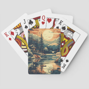 Jeu De Cartes Scandinave Rétro Maison de montagne