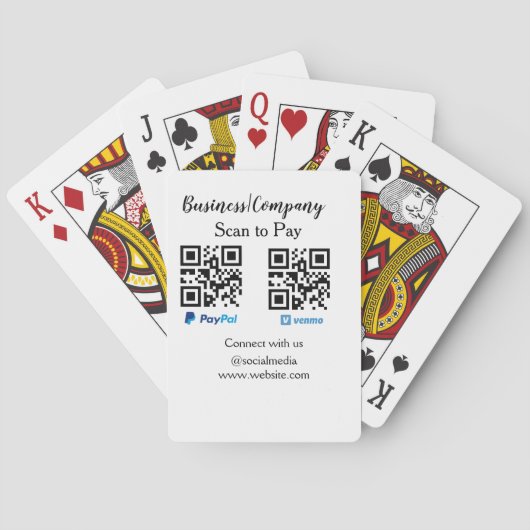 Jeu De Cartes Scanner pour payer le code q r paypal venmo ajoute (dos)