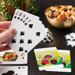 Jeu De Cartes Scène de ferme avec coq chantant sur tracteur