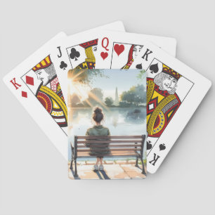 Jeu De Cartes Scène de lac aux reflets de coucher de soleil