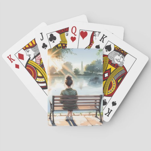 Jeu De Cartes Scène de lac aux reflets de coucher de soleil (dos)