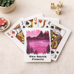 Jeu De Cartes Scène de Montagne Personnalisée avec Nom de Famill