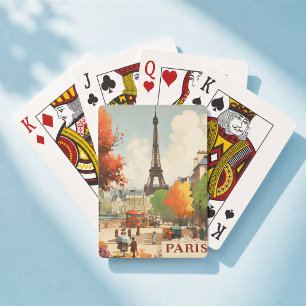 Jeu De Cartes Scène de rue vintage de la Tour Eiffel à Paris