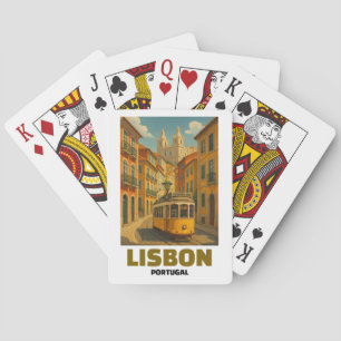 Jeu De Cartes Scène de rue vintage tramway rétro Lisbonne Portug