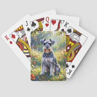 Jeu De Cartes Schnauzer dans une prairie de fleurs sauvages