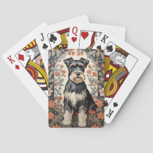 Jeu De Cartes Schnauzer Élégant Fleurs Inspirées de William Morr