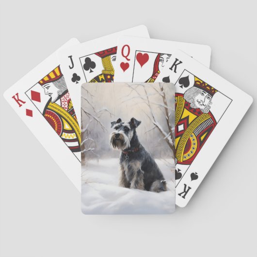 Jeu De Cartes Schnauzer Miniature Laisser neiger Noël (dos)