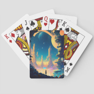 Jeu De Cartes Science Fiction Futuriste Ville Jouer Cartes