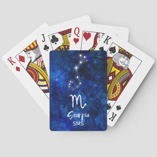 Jeu De Cartes Scorpio Zodiac Constellation Bleu Galaxie Monogram (dos)