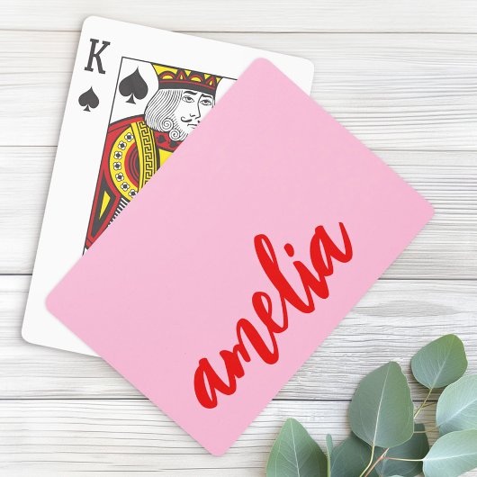 Jeu De Cartes Script de nom personnalisé gras rose et rouge