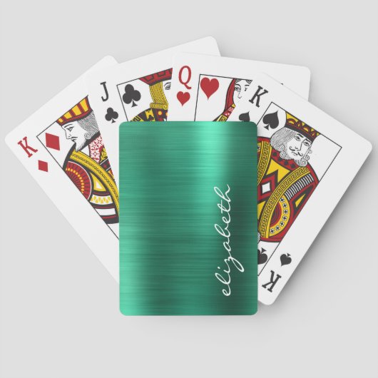 Jeu De Cartes Script de signature en métal brossé vert (dos)