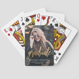 Jeu De Cartes Script Gold de graduation photo personnalisée