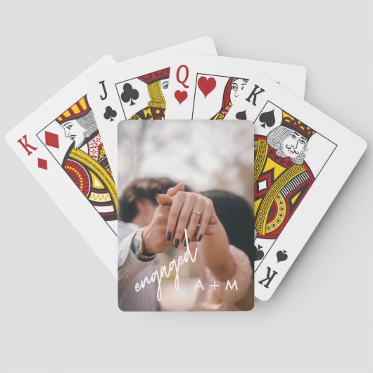 Jeu De Cartes Script Photo Minimal "Engagés" Initiales Personnal (dos)
