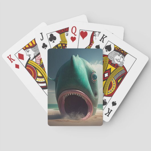 Jeu De Cartes Sculpture de requin sur la plage (dos)