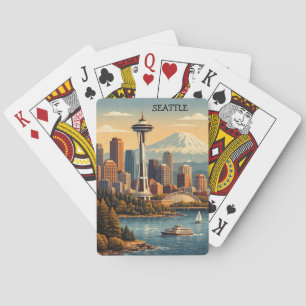 Jeu De Cartes Seattle, Washington Skyline de voyage vintage