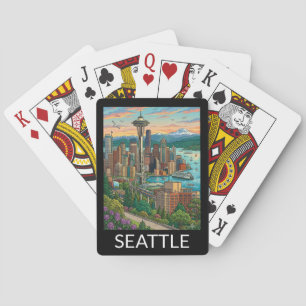 Jeu De Cartes Seattle, Washington Vue de la ville de voyage vint