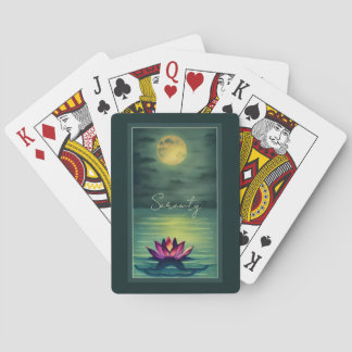 Jeu De Cartes Sérénité - Belle Fleur de Lotus et une Pleine lune