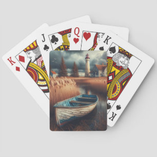 Jeu De Cartes Sérénité côtière : Phare et bateau à moteur