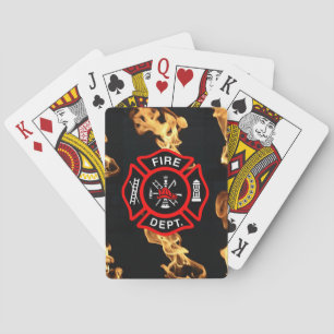 Jeu De Cartes Service d'incendie de pompiers   Flames du logo de