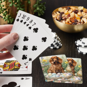 Jeu De Cartes Setter Rouge Irlandais avec Œufs de Pâques