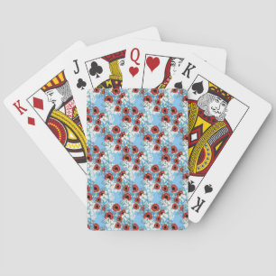 Jeu De Cartes Shabby chic bleu rouge floral imprimé fleurs par L