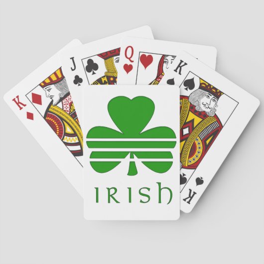 Jeu De Cartes Shamrock avec bandes horizontales sur texte irland (dos)