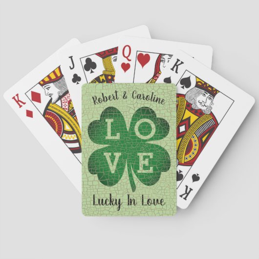 Jeu De Cartes Shamrock chanceux dans des noms décorés d'un (dos)