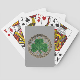 Jeu De Cartes Shamrock gris sur noeuds celtiques Jouer des carte