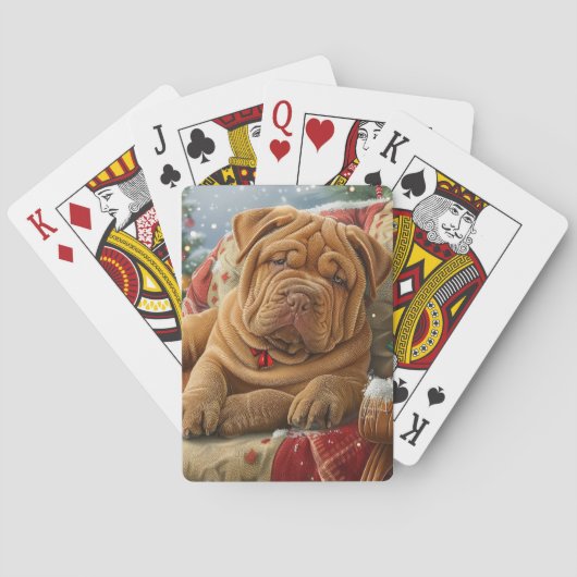 Jeu De Cartes Shar Pei Chien Festif de Noël (dos)